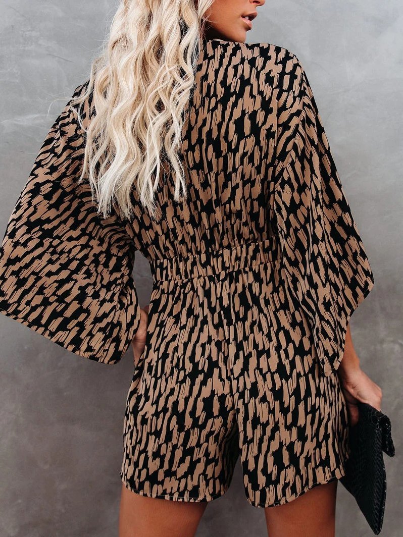 Leopard Print V-neck Loose Jumpsuit - LuckyFash™