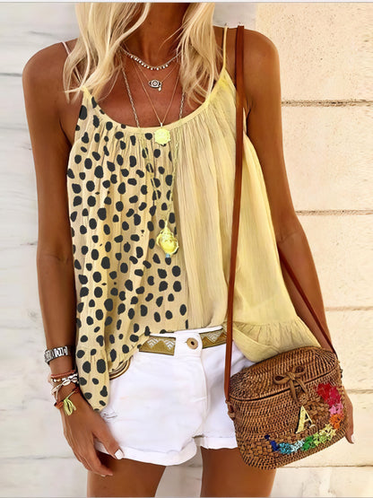 Leopard Stitching Ruffle Print Camisole Vest - LuckyFash™
