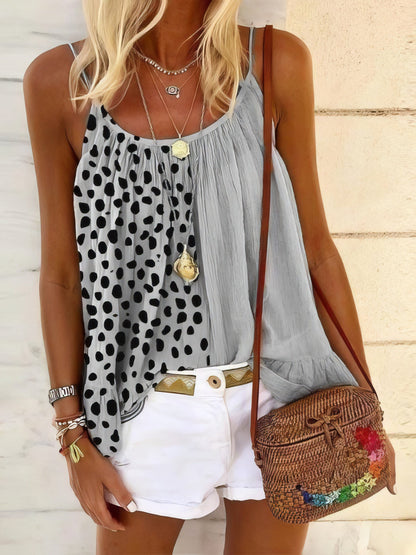Leopard Stitching Ruffle Print Camisole Vest - LuckyFash™