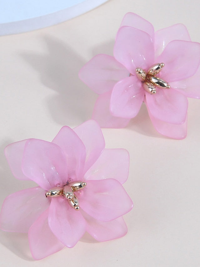 1 Pair Stud Earrings Earrings For Women's Work Birthday Daily Resin Alloy Petal - LuckyFash™