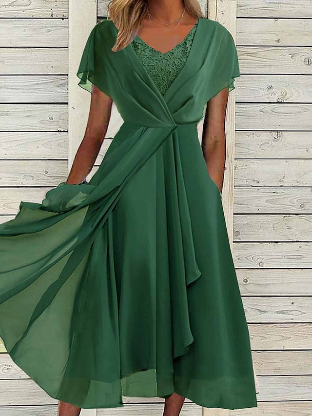 Womenâ€˜s Prom Dress Wedding Guest Dress Party Dress Long Dress Maxi Dress White Sleeveless Pure Color Lace Summer Spring Fall Crew Neck Evening Party Wedding Guest S M L XL 2XL 3XL - LuckyFash™