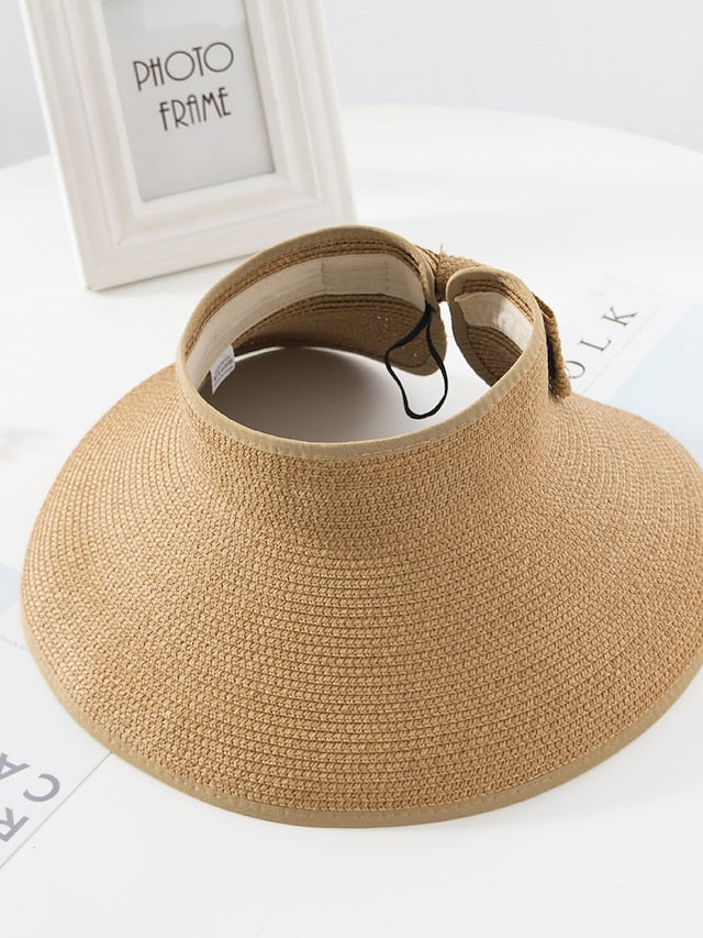 14 Colors Summer Folding Empty Top Hat Straw Hat Sun Hat Beach Hat Sunshade Sun Hat Panama Women's Men's Straw Hat - LuckyFash™