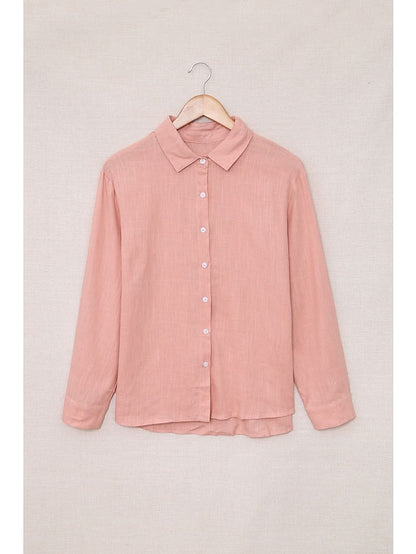 Women's Shirt Blouse Black White Pink Plain Button Long Sleeve Daily Weekend Streetwear Casual Shirt Collar Regular S - LuckyFash™