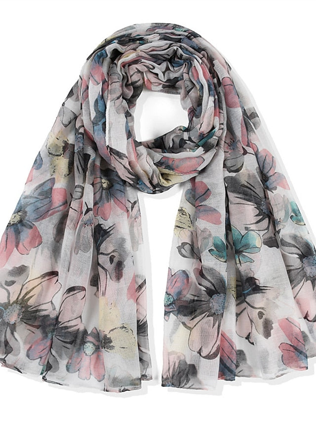 180*90cm Flower Voile Scarf Long Shawl Bandana Women Elegant Print Scarf Scarves Fashion Dress Up - LuckyFash™