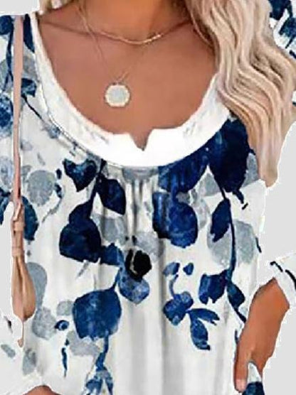 Long Sleeve Printed Fake Two-Piece Round Neck T-Shirt - LuckyFash™