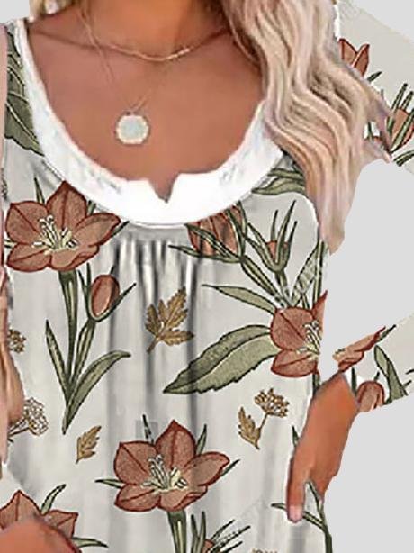 Long Sleeve Printed Fake Two-Piece Round Neck T-Shirt - LuckyFash™