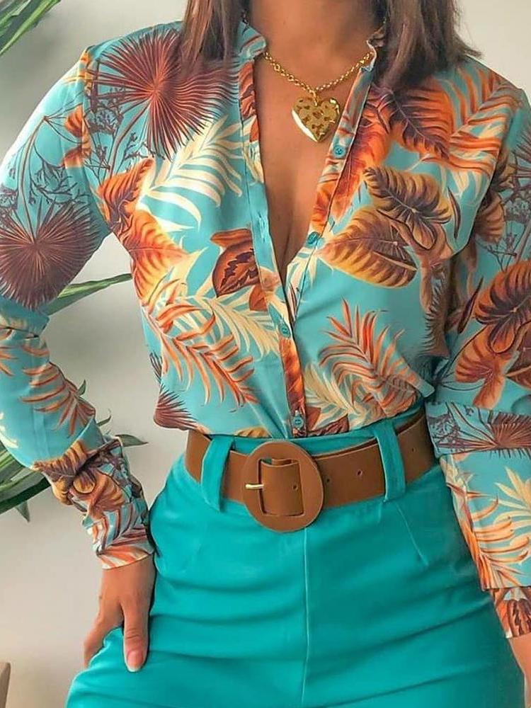 Long Sleeve Printed Stand-up Collar Shirt - LuckyFash™