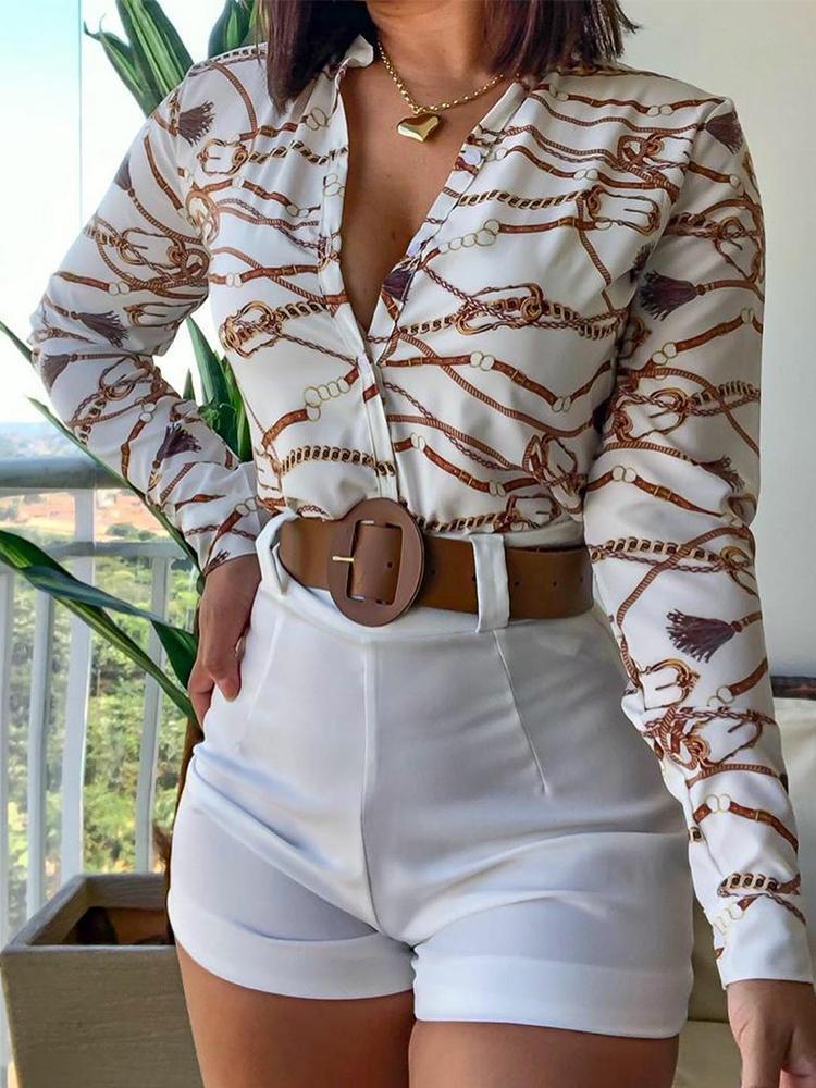 Long Sleeve Printed Stand-up Collar Shirt - LuckyFash™