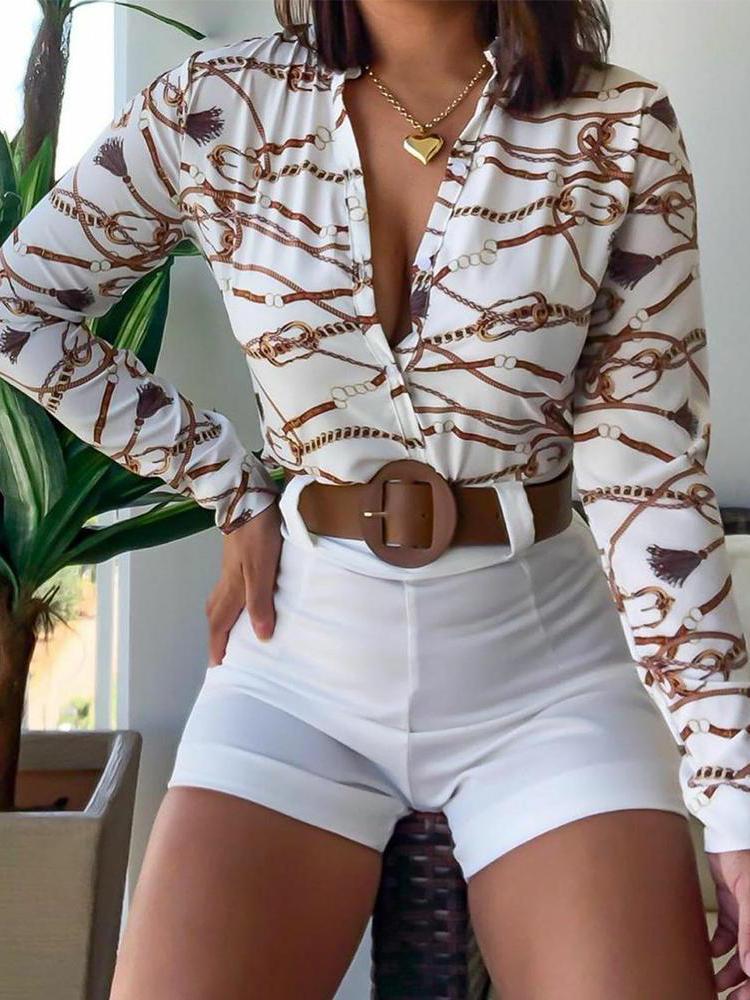 Long Sleeve Printed Stand-up Collar Shirt - LuckyFash™