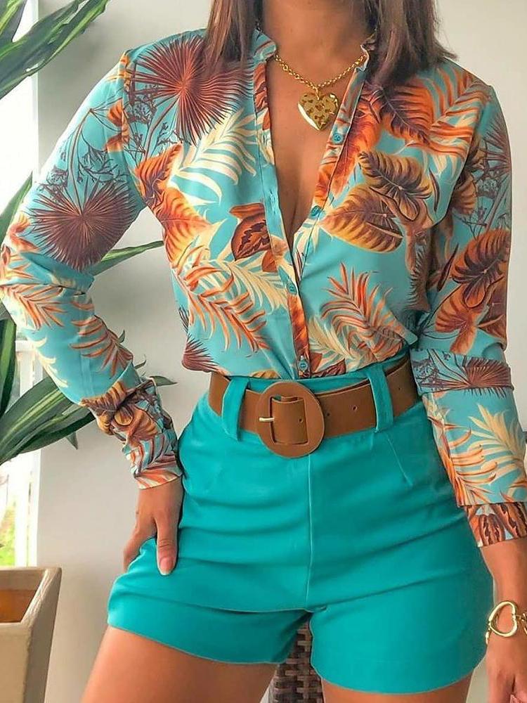Long Sleeve Printed Stand-up Collar Shirt - LuckyFash™