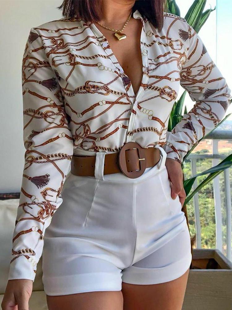 Long Sleeve Printed Stand-up Collar Shirt - LuckyFash™