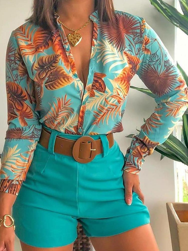 Long Sleeve Printed Stand-up Collar Shirt - LuckyFash™