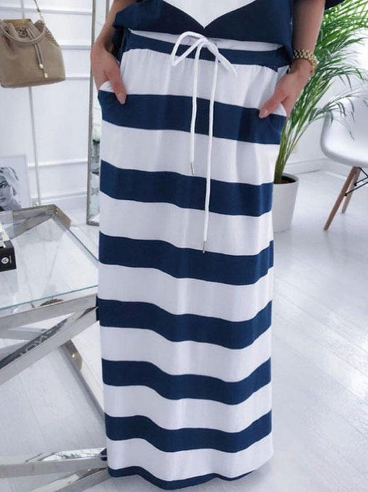 Loose Casual Stripes Long Skirt - LuckyFash™