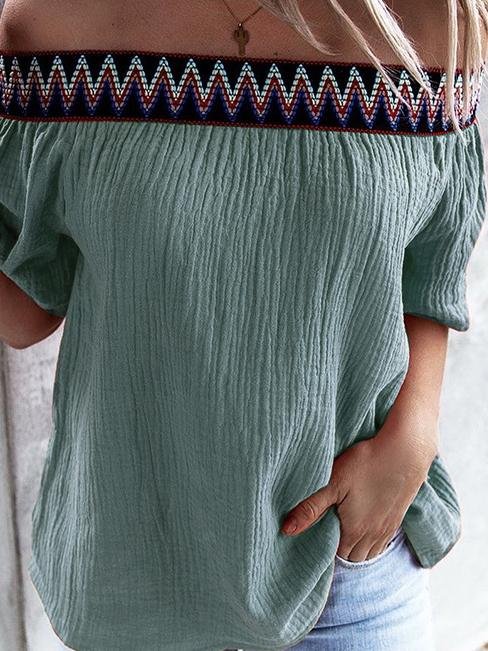 Loose One Neck Off Shoulder Short Sleeve T-Shirts - LuckyFash™