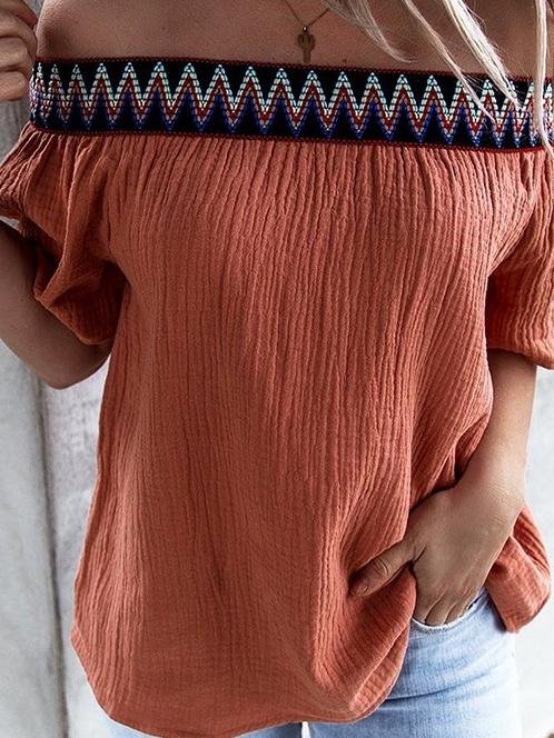 Loose One Neck Off Shoulder Short Sleeve T-Shirts - LuckyFash™