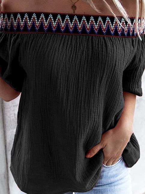 Loose One Neck Off Shoulder Short Sleeve T-Shirts - LuckyFash™