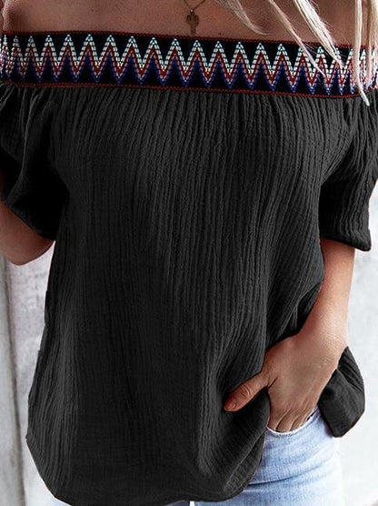 Loose One Neck Off Shoulder Short Sleeve T-Shirts - LuckyFash™
