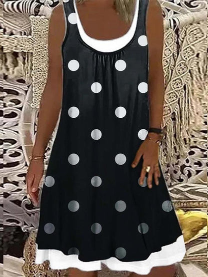 Loose Polka Dot Sleeveless Casual Dress - LuckyFash™