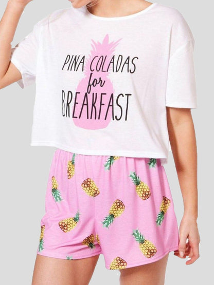 Loose Printed Short Sleeve T-Shirt Shorts Loungewear - LuckyFash™