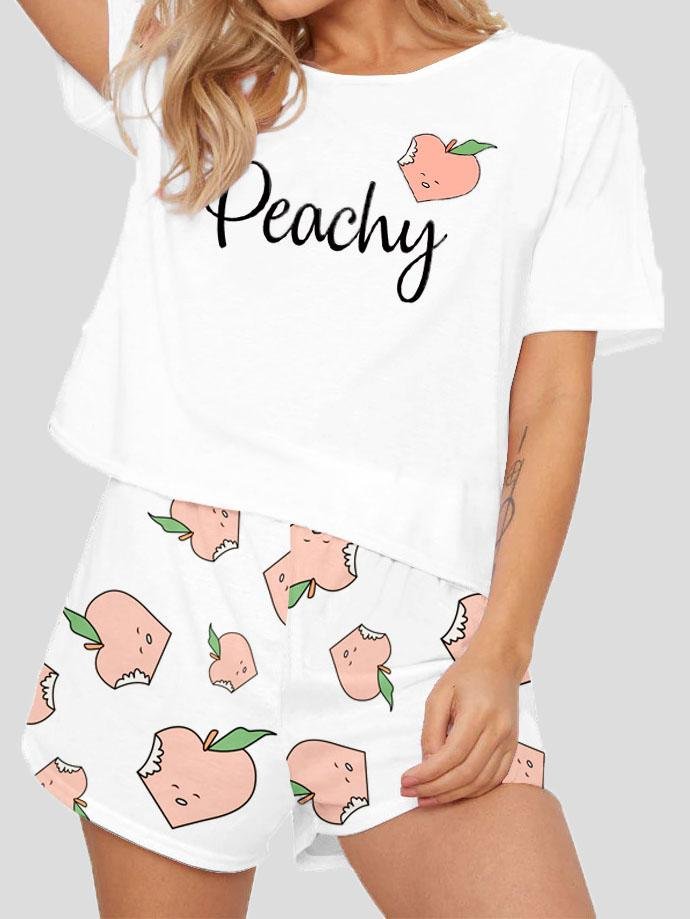 Loose Printed Short Sleeve T-Shirt Shorts Loungewear - LuckyFash™