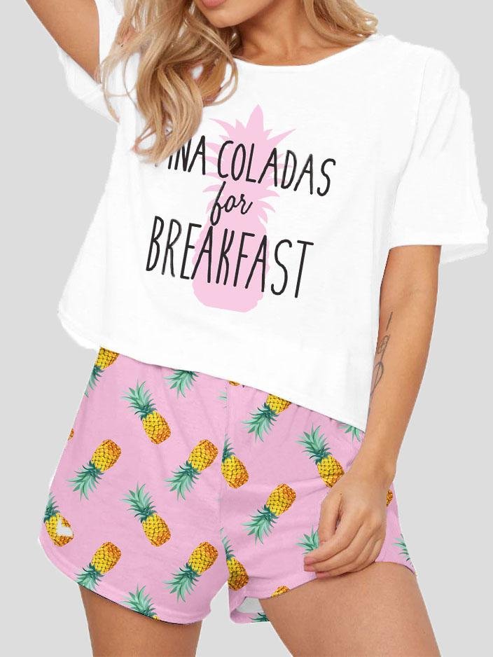 Loose Printed Short Sleeve T-Shirt Shorts Loungewear - LuckyFash™