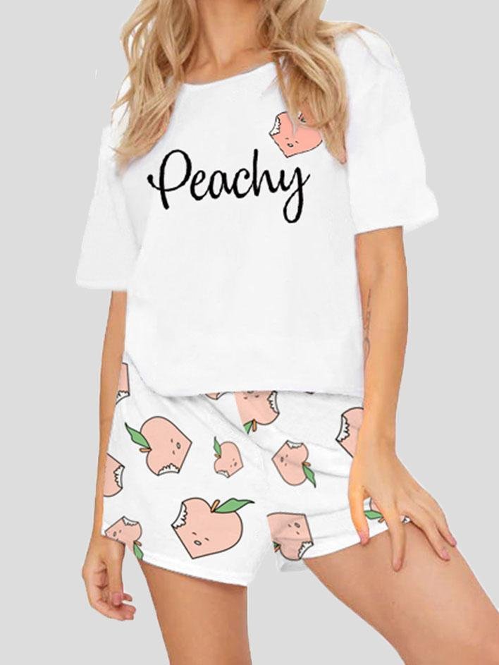 Loose Printed Short Sleeve T-Shirt Shorts Loungewear - LuckyFash™
