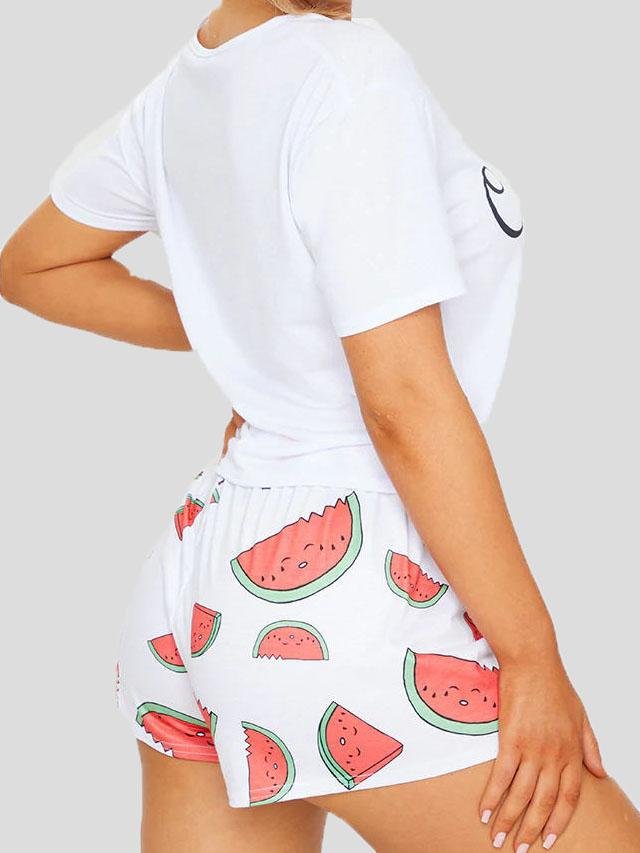 Loose Printed Short Sleeve T-Shirt Shorts Loungewear - LuckyFash™