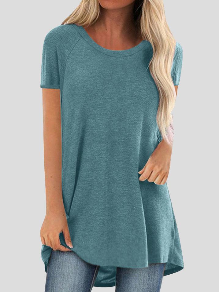 Loose Short-sleeved Solid Top - LuckyFash™