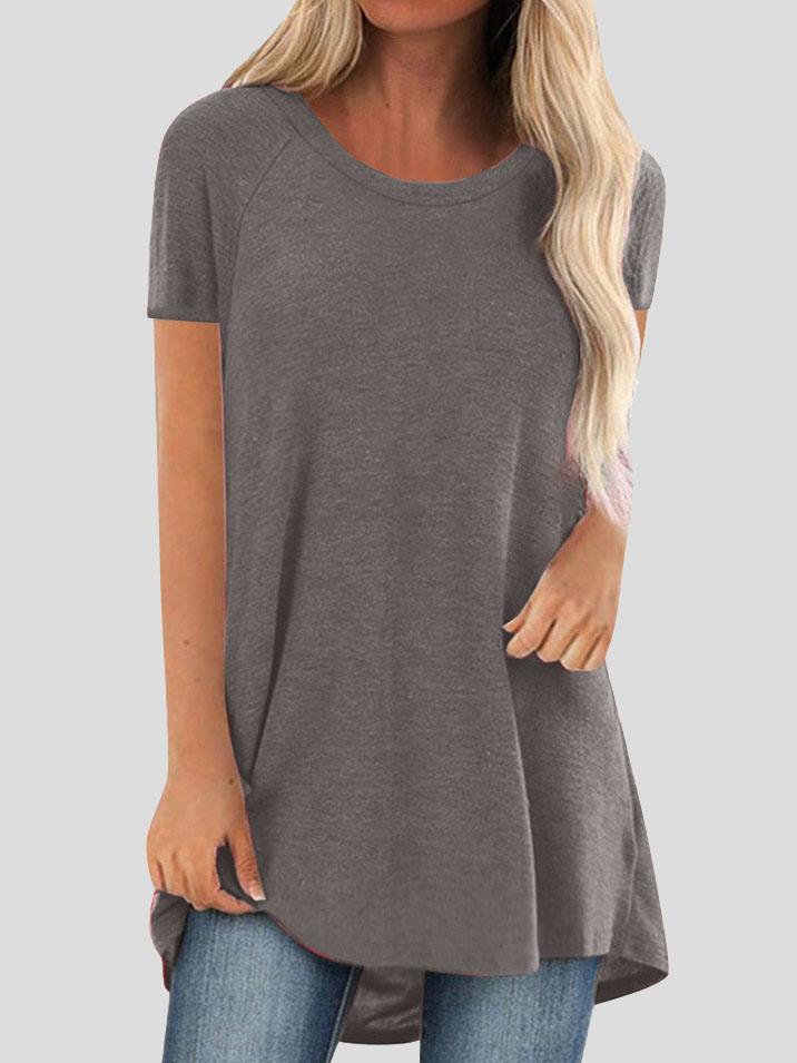 Loose Short-sleeved Solid Top - LuckyFash™