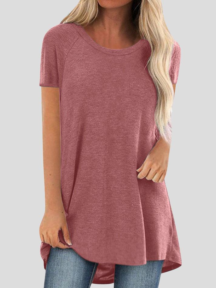 Loose Short-sleeved Solid Top - LuckyFash™