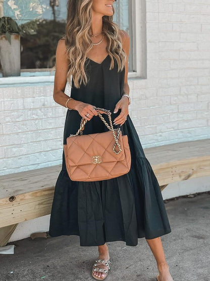 Loose Sling Solid Color Dress - LuckyFash™