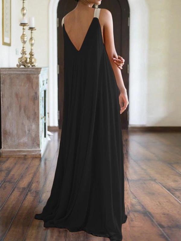 Loose V-Neck Sleeveless Bohemian Dress - LuckyFash™