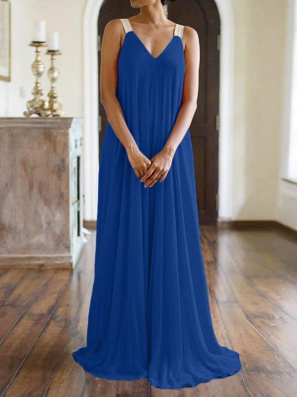 Loose V-Neck Sleeveless Bohemian Dress - LuckyFash™