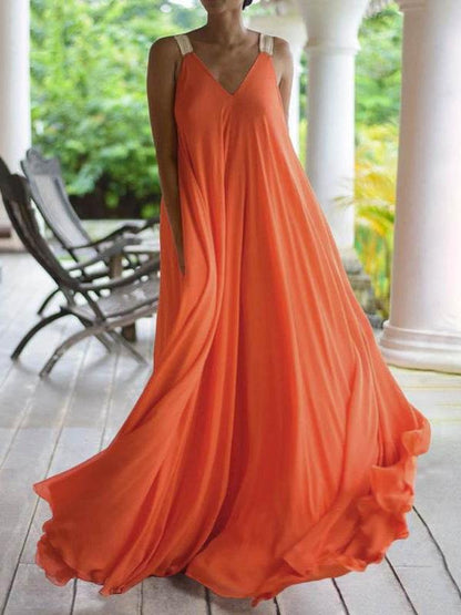 Loose V-Neck Sleeveless Bohemian Dress - LuckyFash™