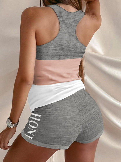 Love Contrast Sleeveless Two-piece Suit - LuckyFash™