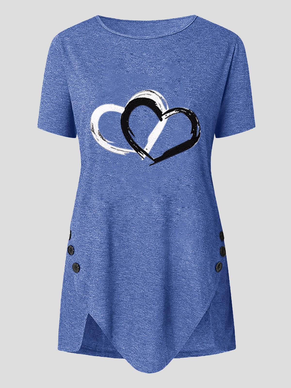 Love Print Button Short Sleeve T-shirt - LuckyFash™