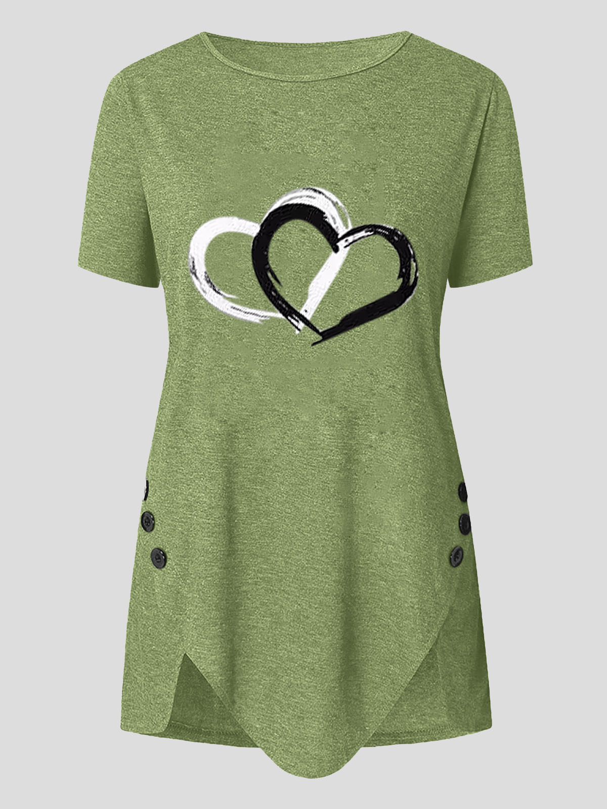 Love Print Button Short Sleeve T-shirt - LuckyFash™