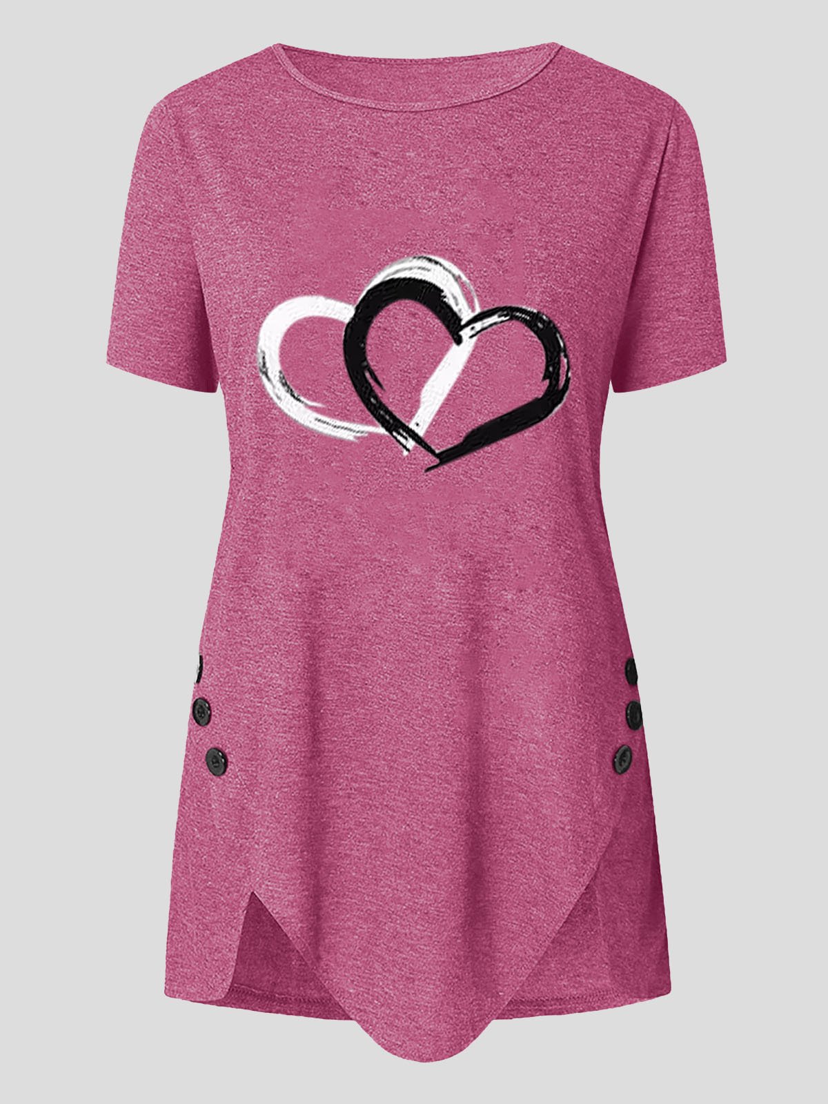 Love Print Button Short Sleeve T-shirt - LuckyFash™