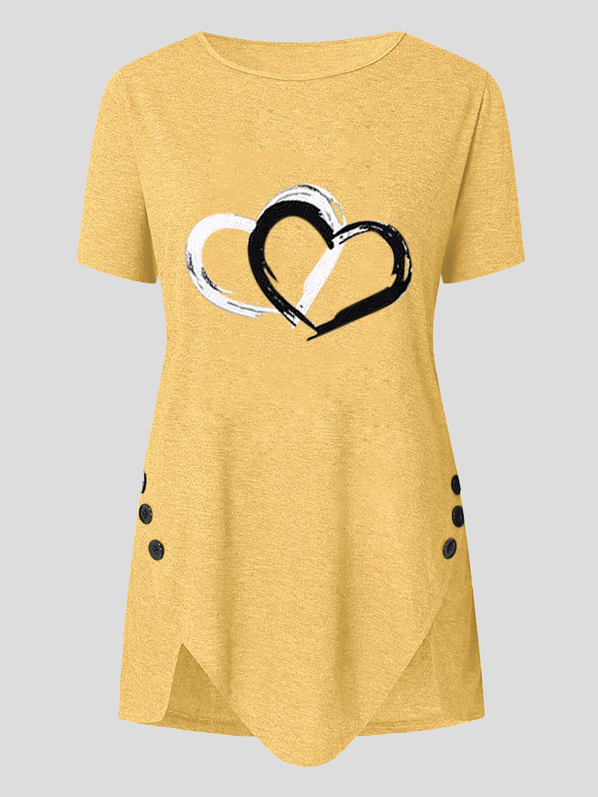Love Print Button Short Sleeve T-shirt - LuckyFash™
