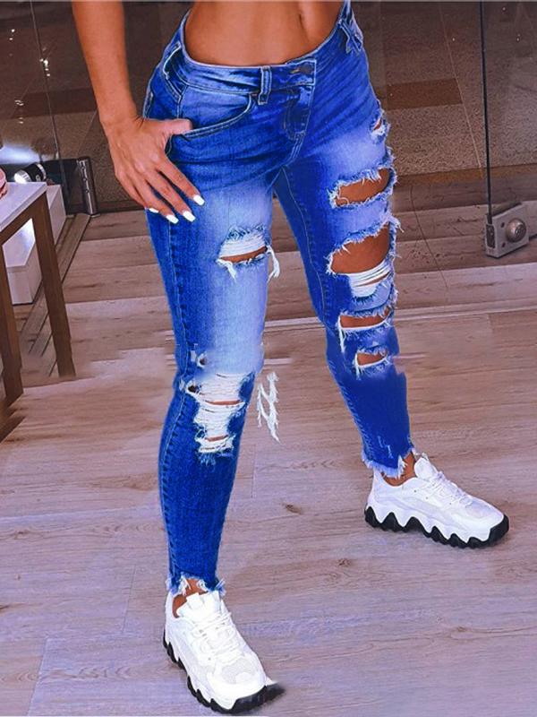 Low-Rise Hip-Lift Ripped Stretch Jeans - LuckyFash™