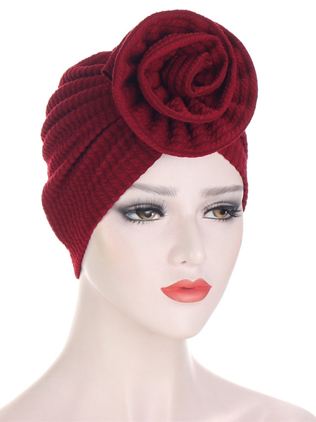 7 Colors Choice Fashion Muslim Women Big Flower Turban Hat Scarf Headwrap Hair Care Beanie Hijab Headwear Hair Accessories - LuckyFash™