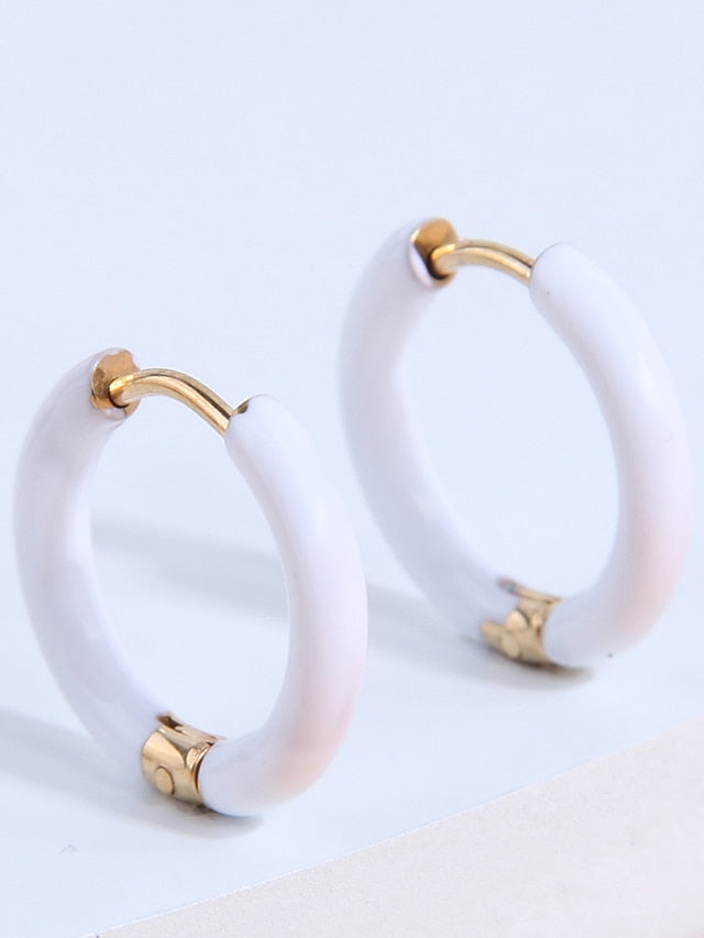 1 Pair Hoop Earrings Earrings For Women's Office Work Daily Stainless Steel Circle Fashion - LuckyFash™