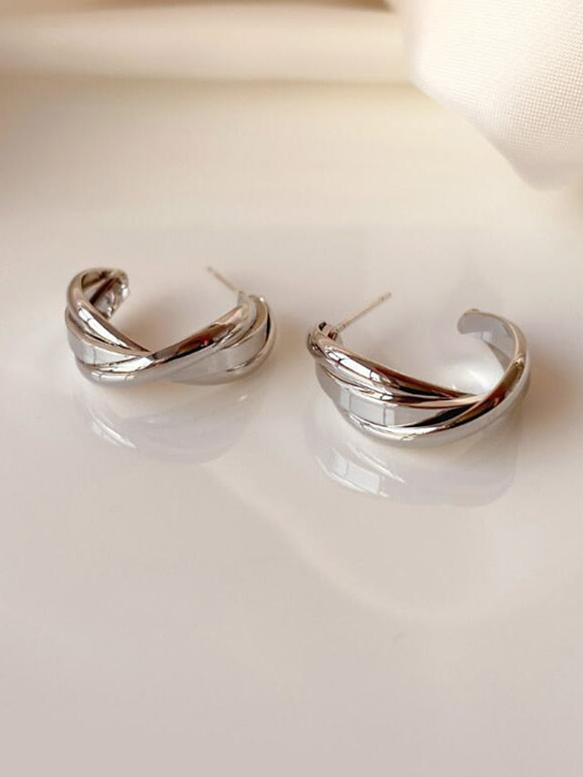 1 Pair Hoop Earrings For Birthday Gift Prom Imitation Pearl Alloy Drop Fashion for Women - LuckyFash™