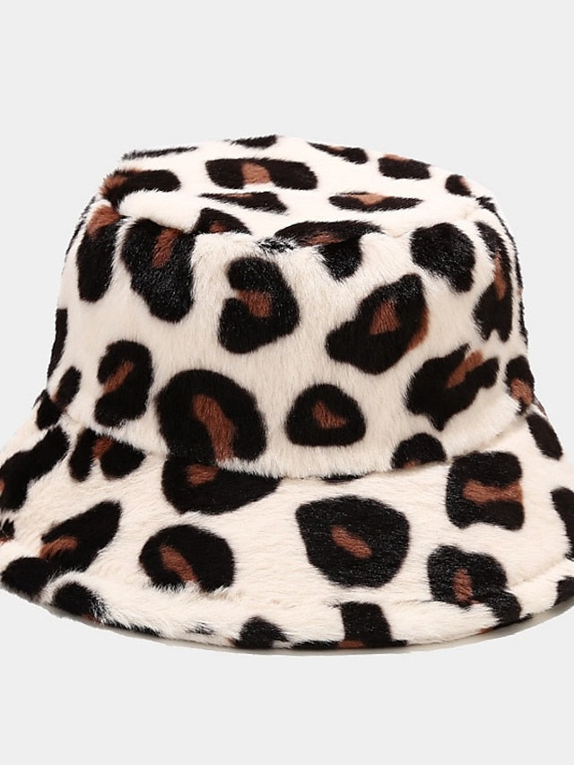 New Winter Bucket Hats Fluffy Fur Men Women Panama Hat Fashion Warm Fisherman Cap Multi Color Leopard Printed Hat - LuckyFash™