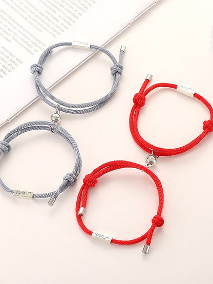 1 Pair Couple's Bracelet Magnetic Adjustable Romantic Series Love Simple Rope Bracelet Jewelry Milan For Gift - LuckyFash™