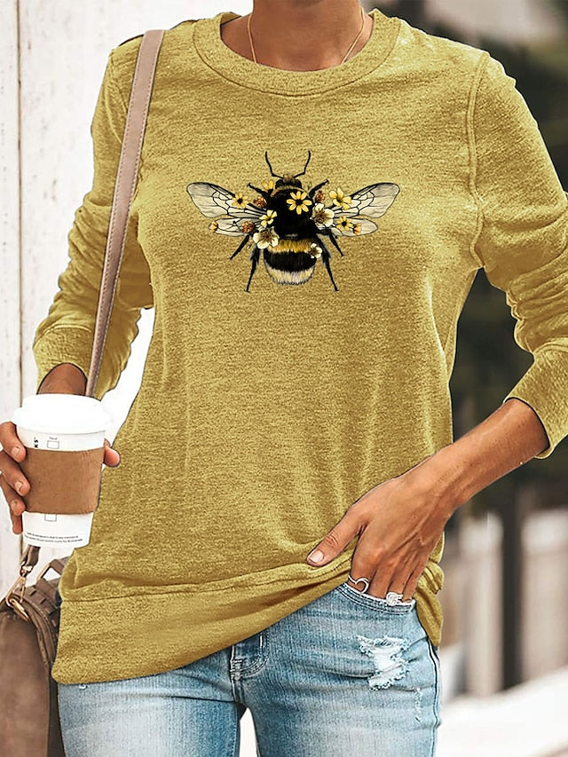 bees print o-neck casual t-shirt - LuckyFash™