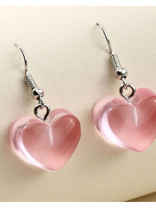 1 Pair Drop Earrings For Women's Birthday Gift Prom Plastics Classic Sweet Heart - LuckyFash™