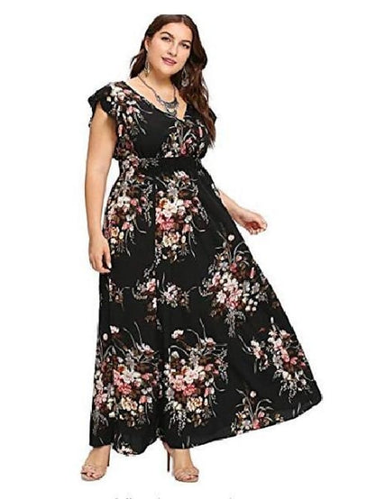 Women's A Line Dress Maxi long Dress Black Pink Dark Blue Beige Sleeveless Pattern Summer Casual Loose 2023 L XL XXL XXXL 4XL 5XL / Plus Size / Plus Size - LuckyFash™