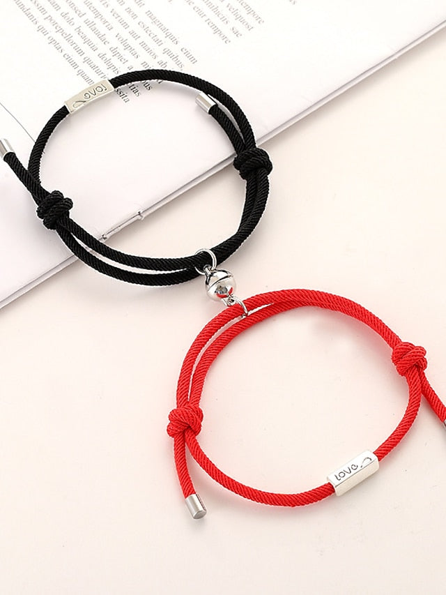 1 Pair Couple's Bracelet Magnetic Adjustable Romantic Series Love Simple Rope Bracelet Jewelry Milan For Gift - LuckyFash™