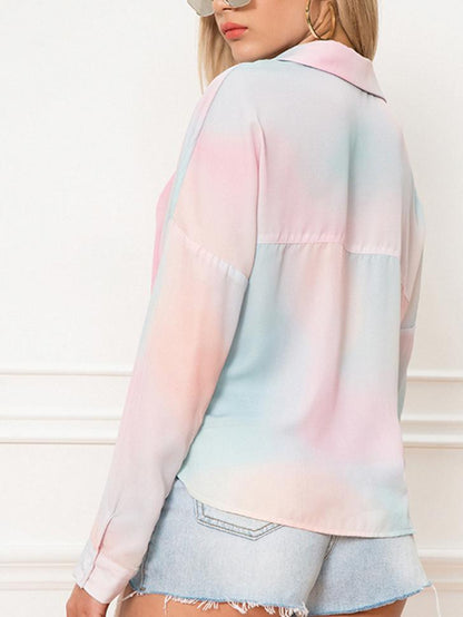 Multicolor Printed Long Sleeve Cardigan Blouses - LuckyFash™